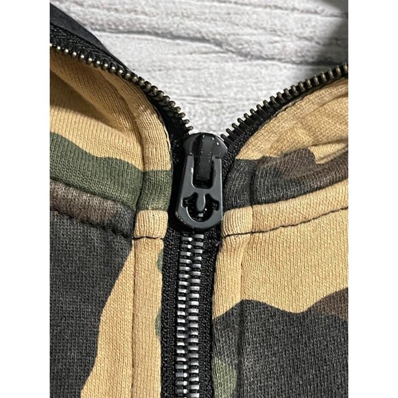 True Religion Camouflage Full Zip Hoodie Mens 3XL Green/Brown Cotton Jacket - Picture 6 of 9